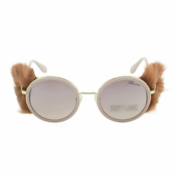 New Blumarine Limited Women Sunglasses Round Gold Pink SBM109S-300X Mirrored - Picture 6 of 11